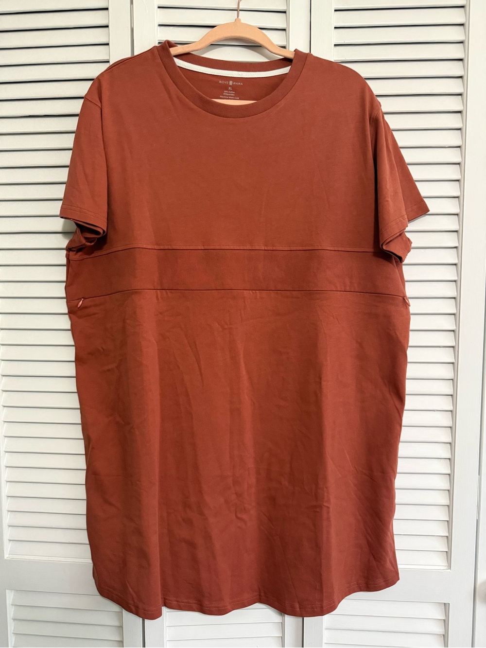 Casual Crewneck Midi Dress in Burnt Orange